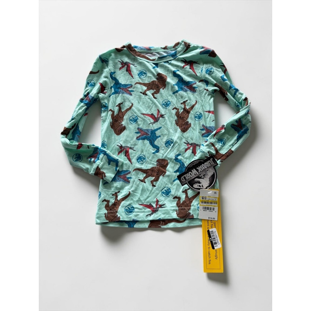 Jurassic World Toddler Boys 5T Dinosaur Pajama Top Long Sleeve Mint Green NWT